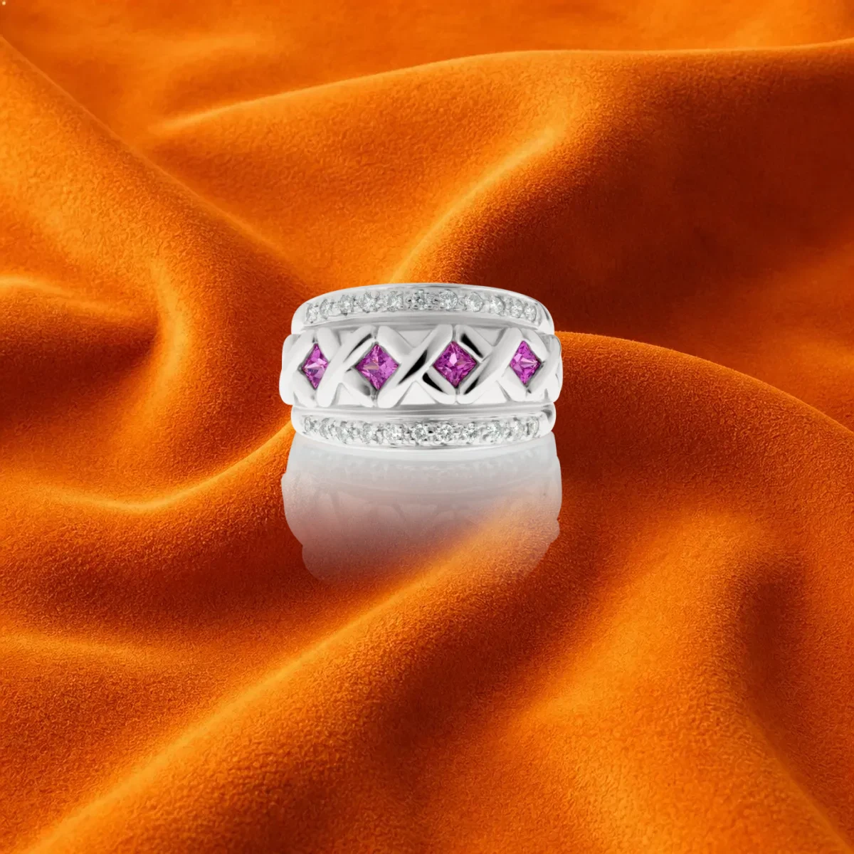 Pink Sapphire And Diamond Ring