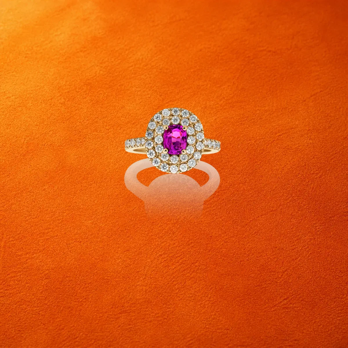 Pink Sapphire And Diamond Ring