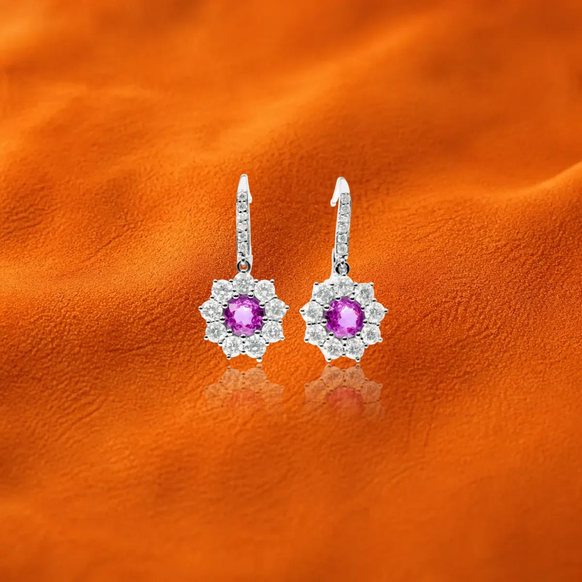 Pink Sapphire And Diamond Earrings