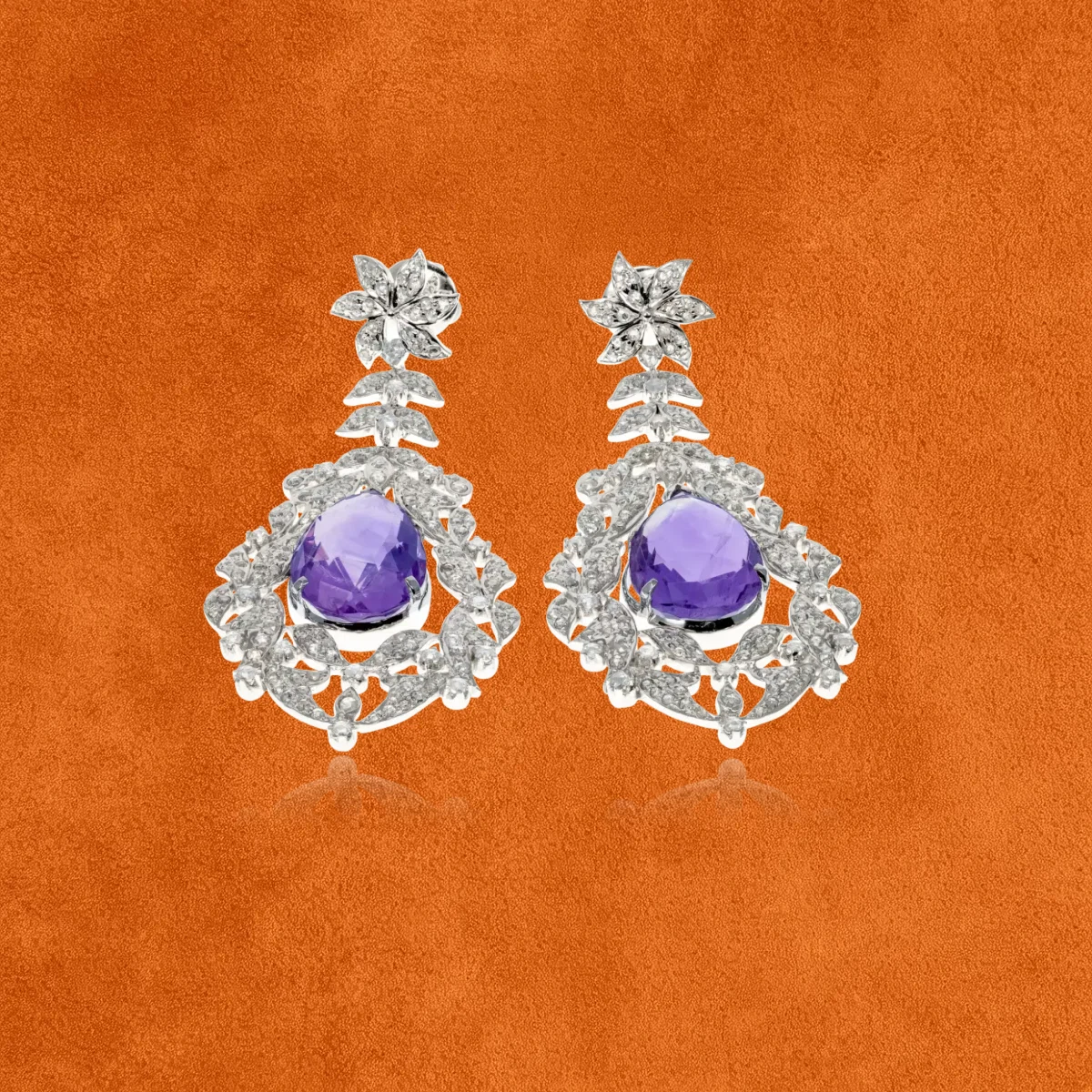 Amethyst And Diamond Earrings