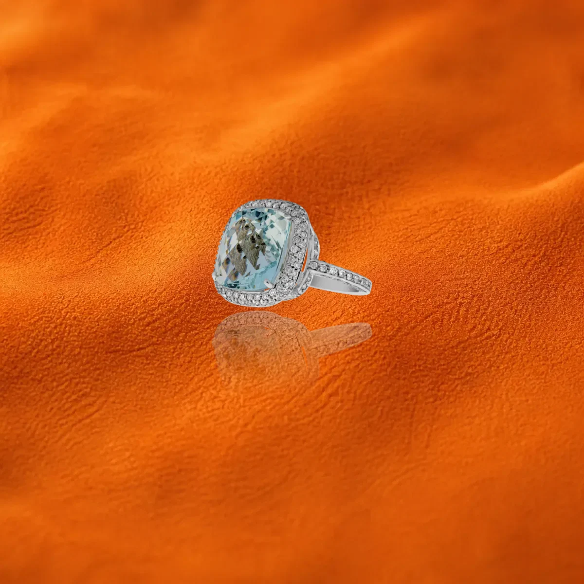 Aquamarine And Diamond Ring
