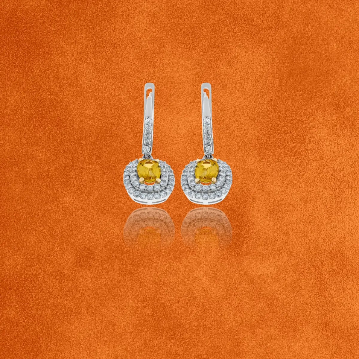 Yellow Sapphire  And Diamond Earrings