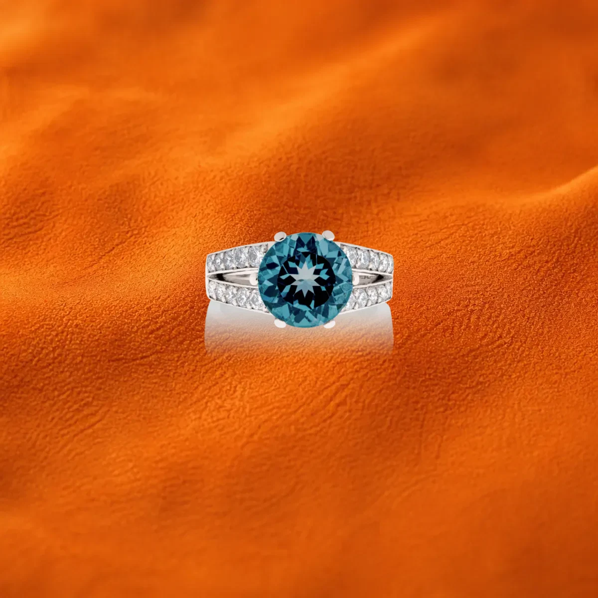 Blue Topaz And Diamond Ring