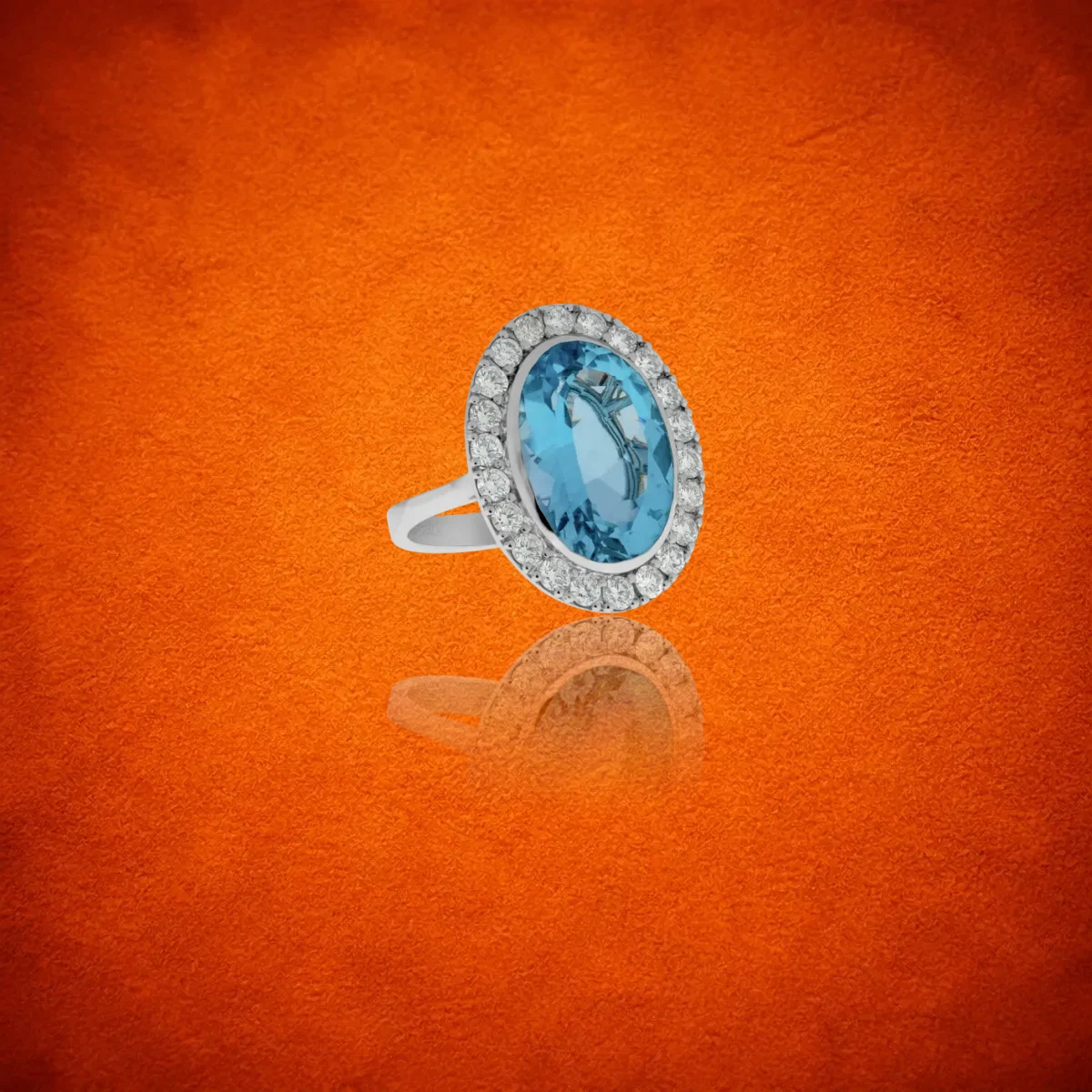 Blue Topaz And Diamond Ring