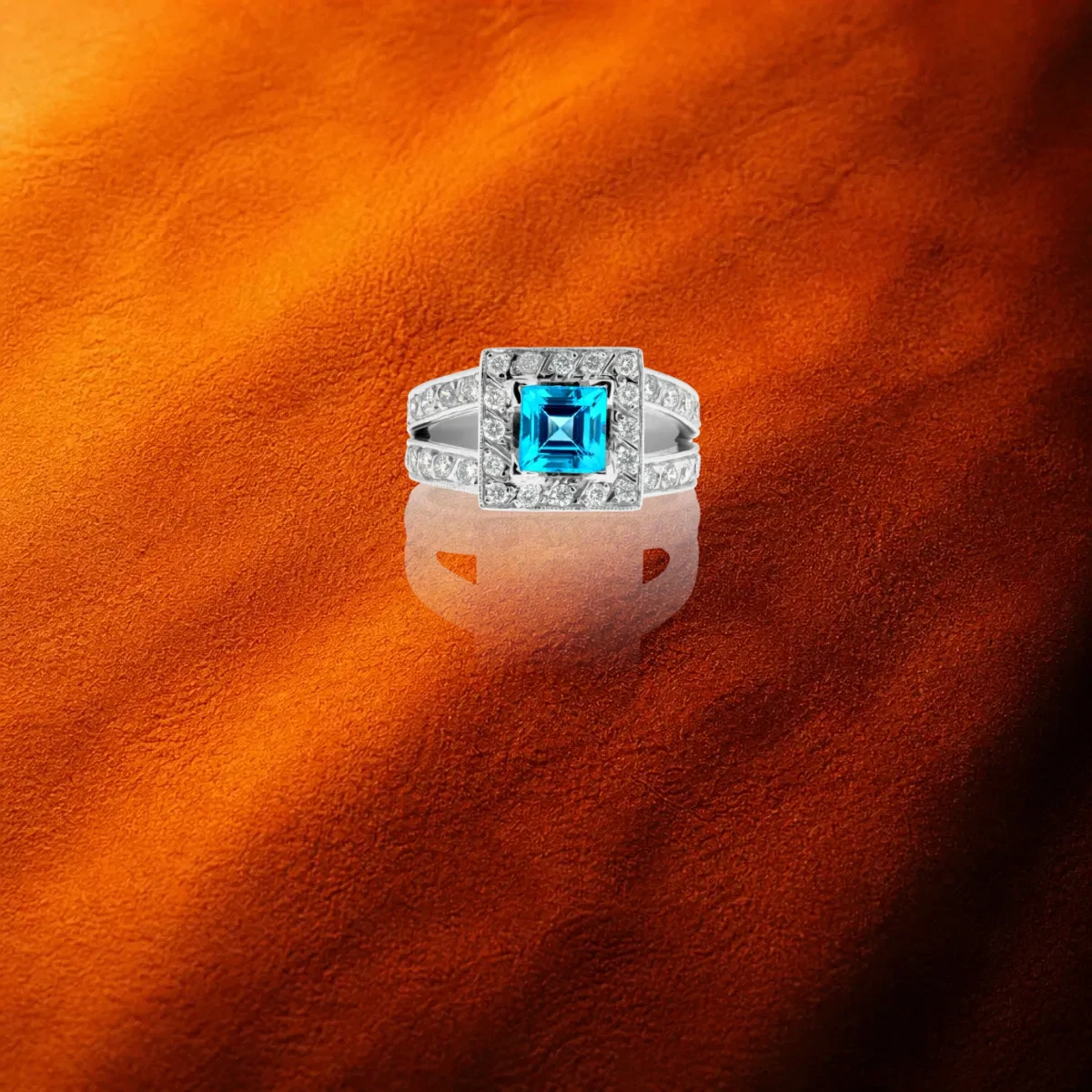 Blue Topaz And Diamond Ring