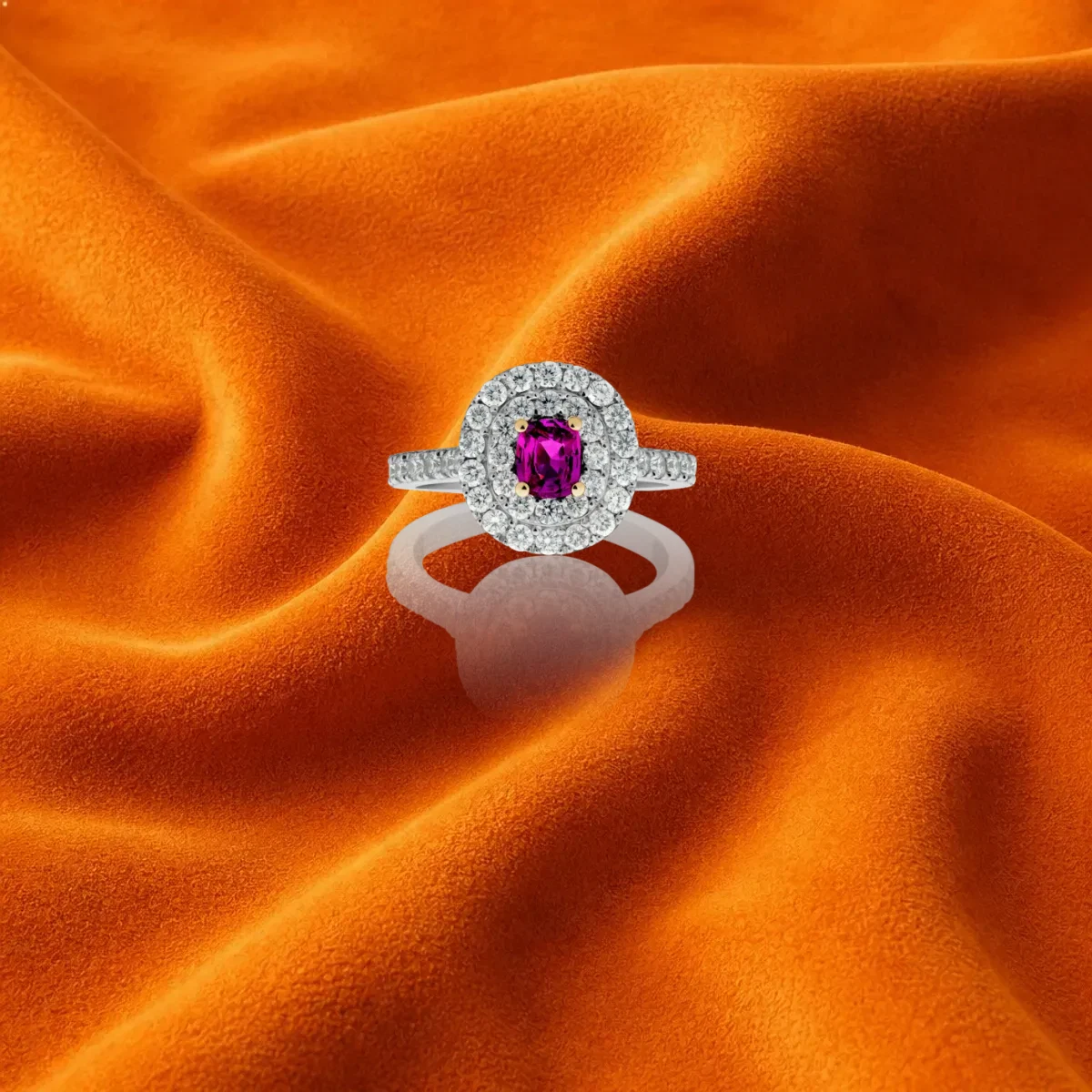 Pink Sapphire And Diamond Ring