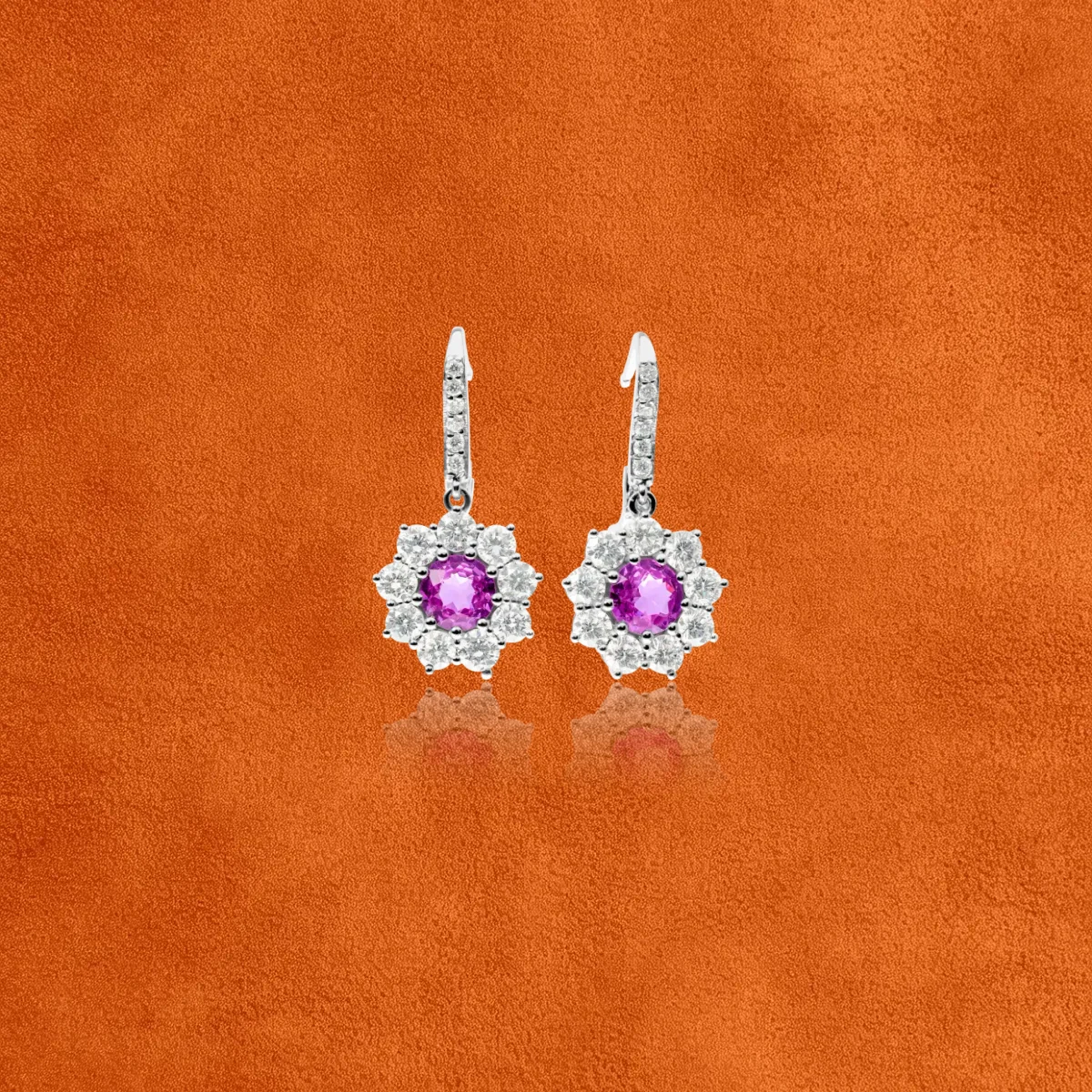 Pink Sapphire And Diamond Earrings