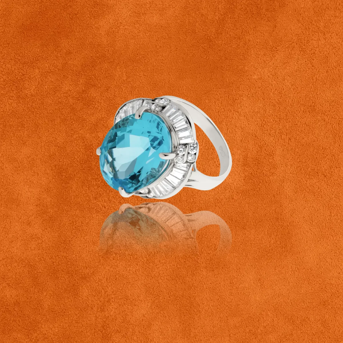 Blue Topaz And Diamond Ring