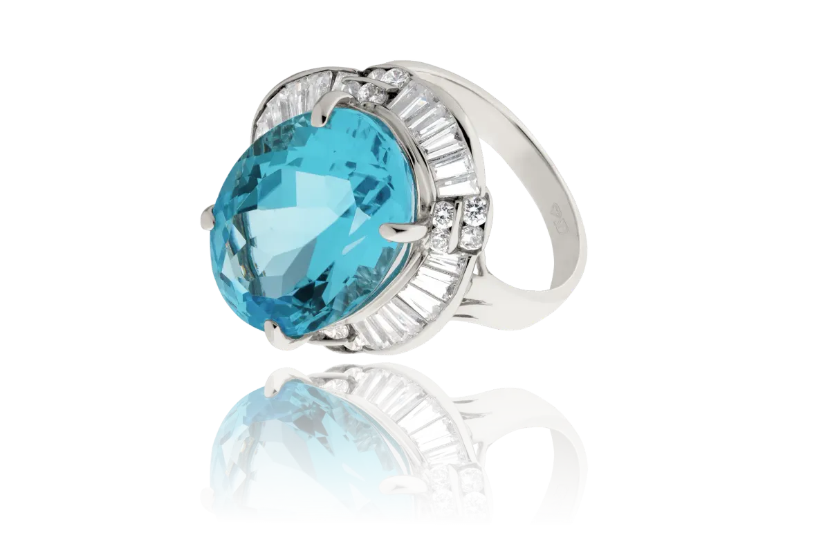 Blue Topaz And Diamond Ring view 3