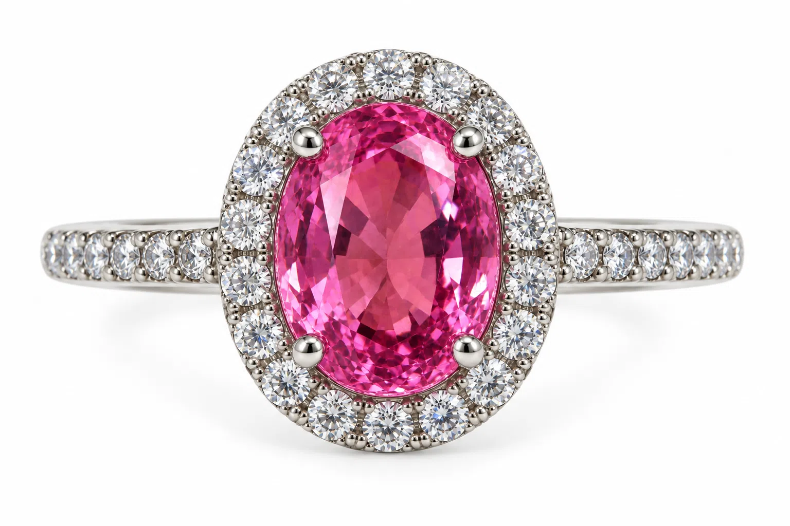 Pink Sapphire And Diamond Ring
