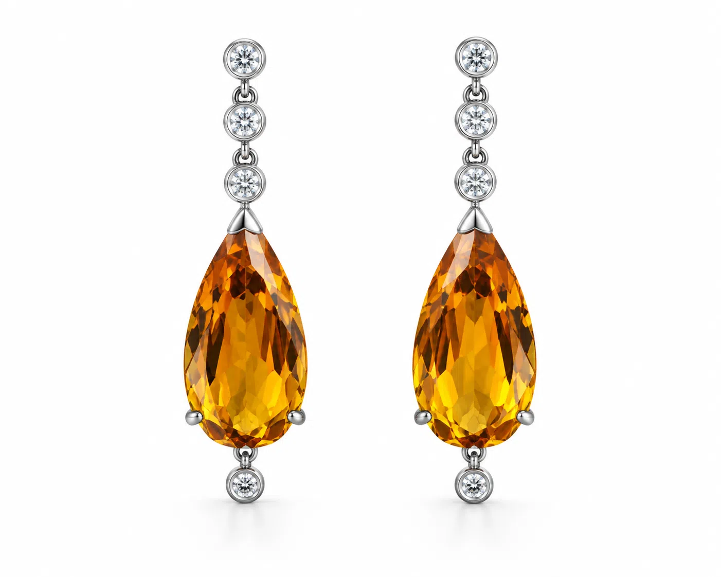 Citrine And Diamond Earrings