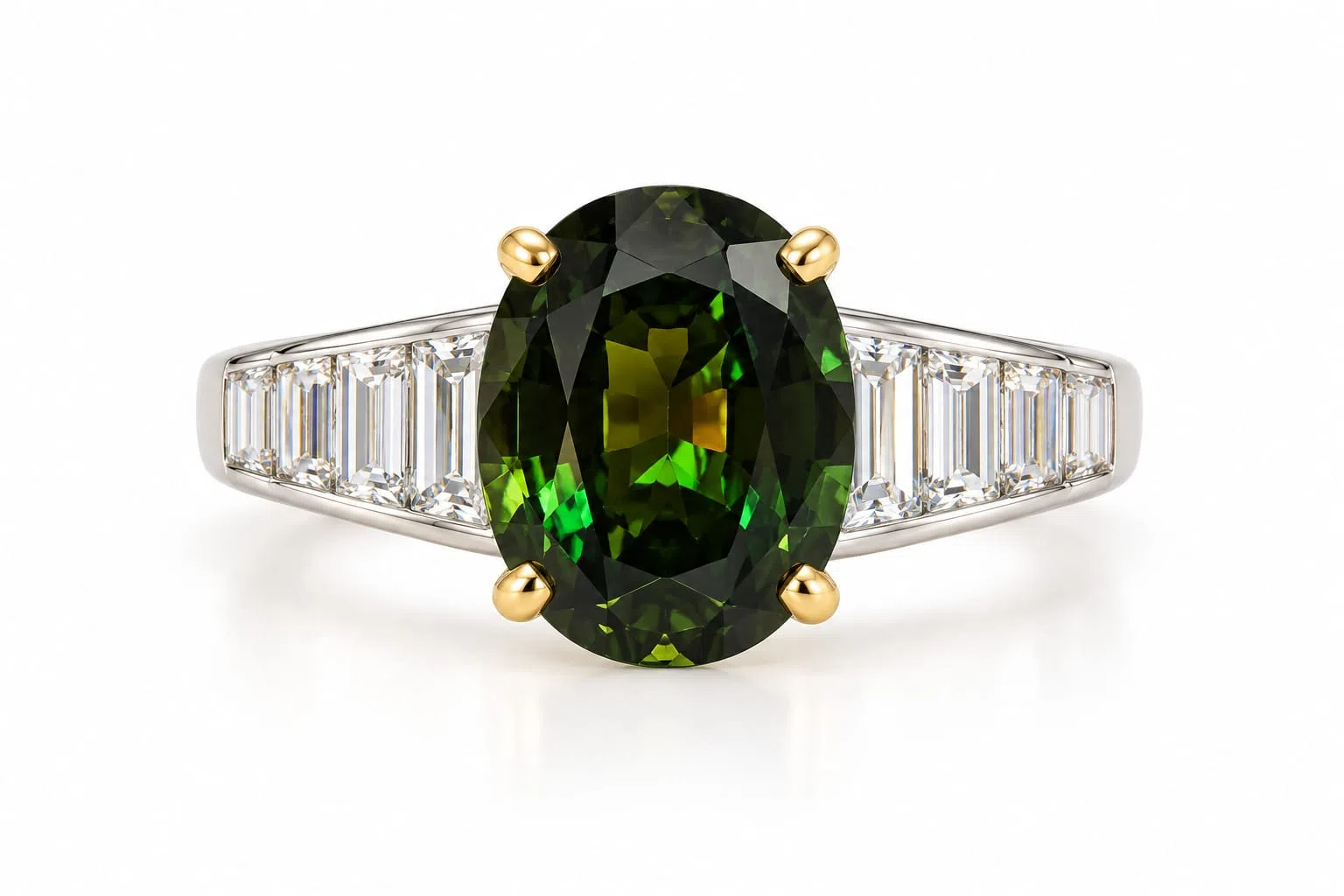 Green Tourmaline And Diamond Ring