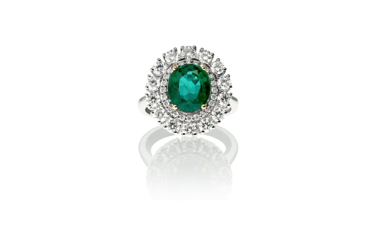 Emerald And Diamond Ring view 3