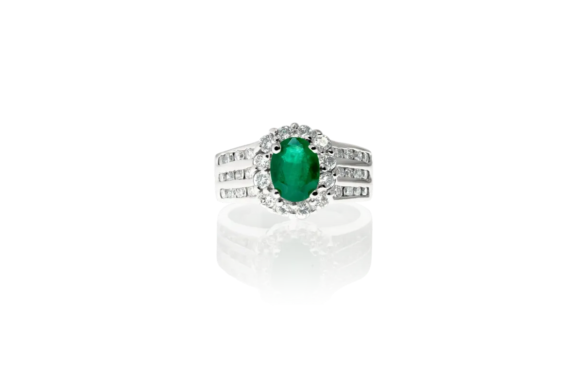 Emerald And Diamond Ring view 3