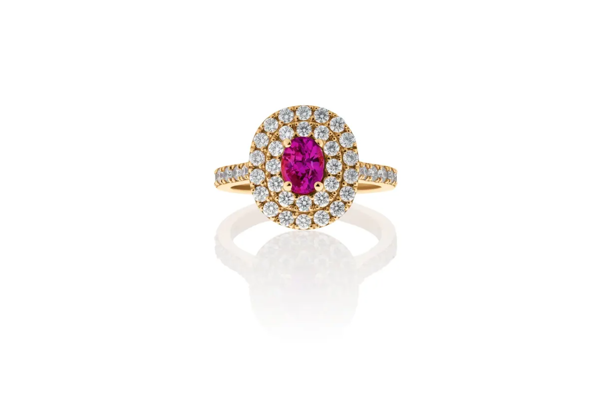 Pink Sapphire And Diamond Ring view 2